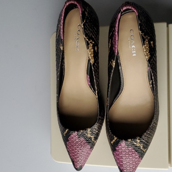 Coach Grand Heels Snakeskin Python Leather 8b - Picture 2 of 5
